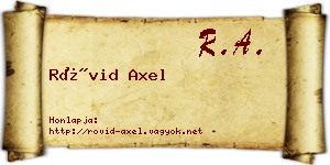 Rövid Axel névjegykártya